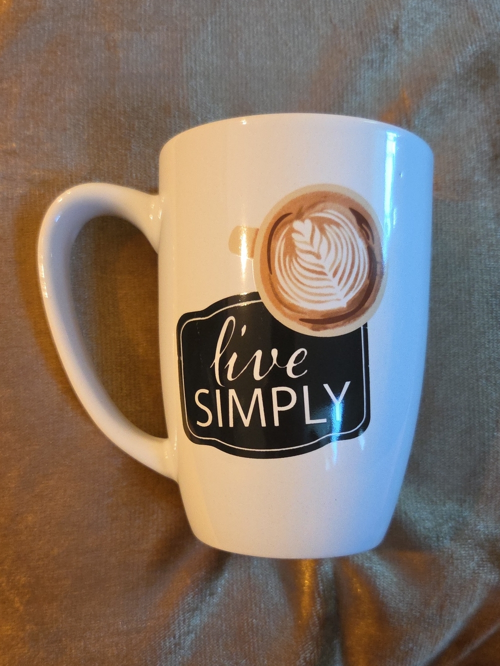 Live Simply White Ceramic Coffee Mug